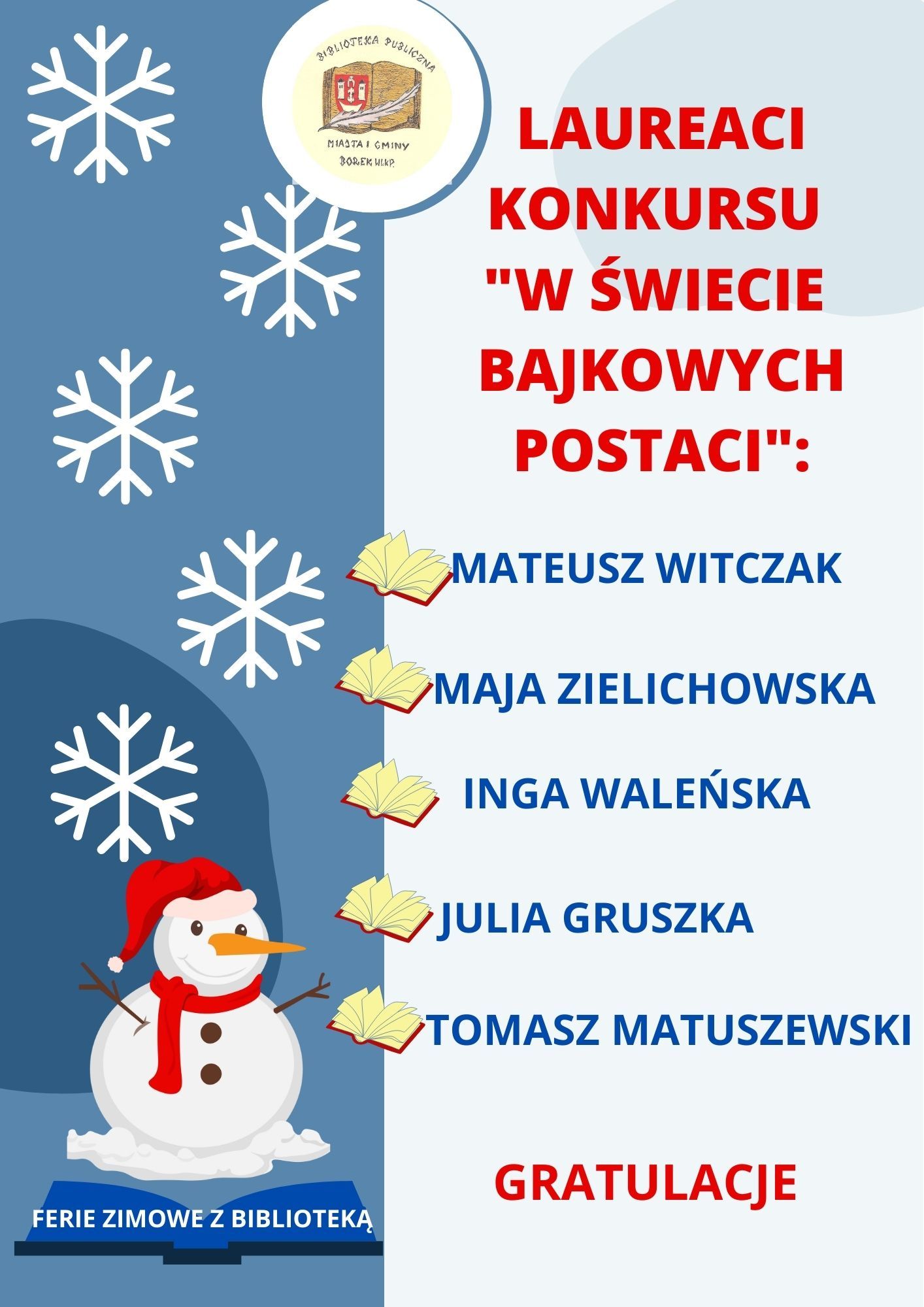 Laureaci konkursu "W ŚWIECIE BAJKOWYCH POSTACI"